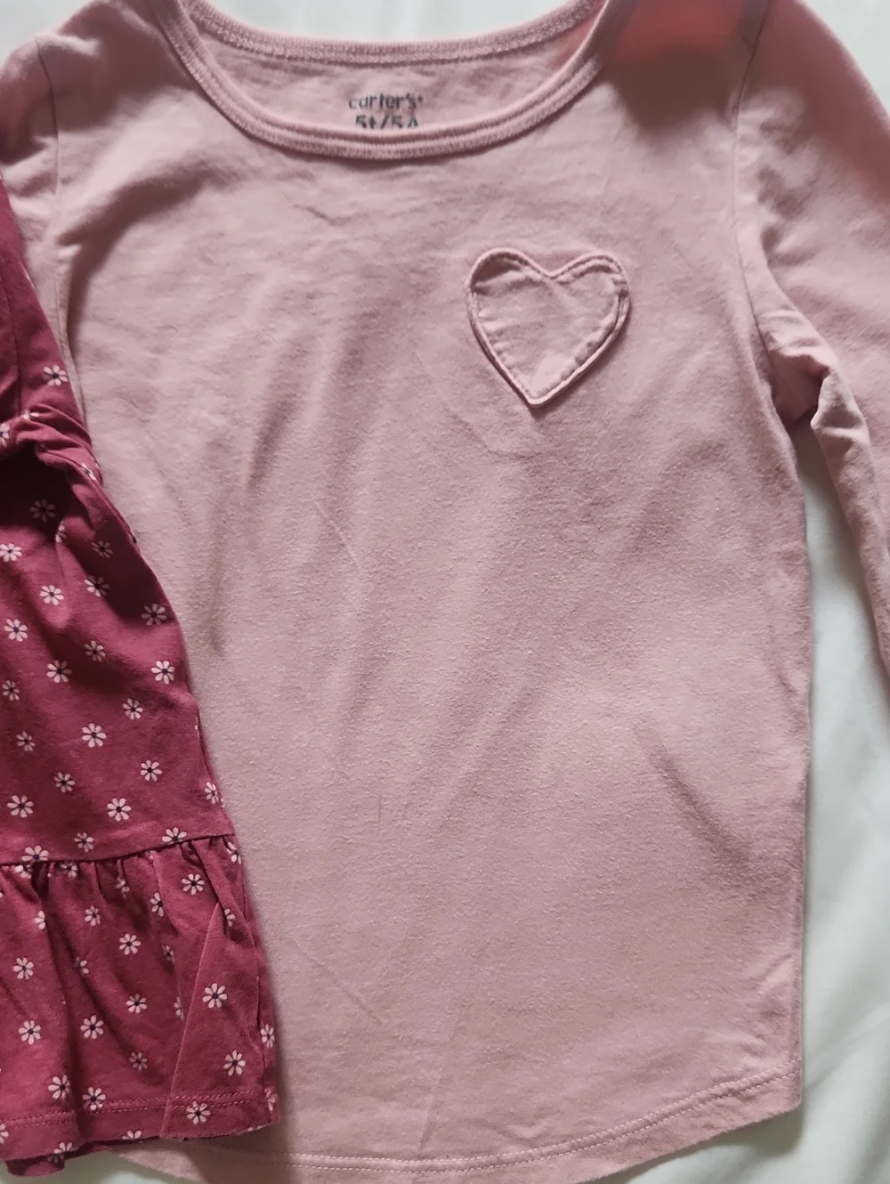 Carter's Pink & Mauve Long-Sleeve Floral and Heart Tee Set
